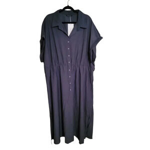BloomChic Women's Maxi Shirt Dress in Dark Blue